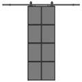 vidaXL Posuvné dvere s kovaním čierne 76x205 cm tvrdené sklo
