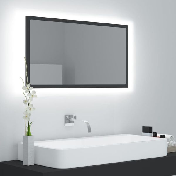 vidaXL Kúpeľňové LED zrkadlo sivé 80x8,5x37 cm akryl
