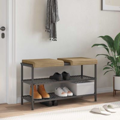 vidaXL Vankúš na lavičku 2 ks Pl plush kord Sivohnedá Hĺbka 35 cm