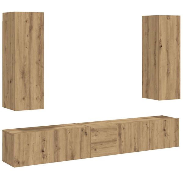 VidaXL 5 dielna súprava nástennej TV skrinky Artisan Oak