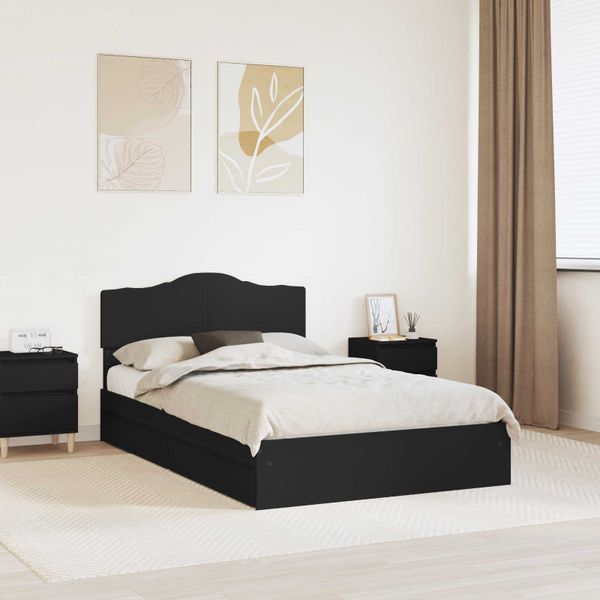 vidaXL Úložná posteľ so zásuvkou Čierna 135 x 190 cm Kompozitné drevo