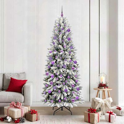 vidaXL Umelý vianočný stromček Biela 210 cm PVC a plast a oceľ a PE
