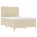 vidaXL Posteľ s pružinovým rámom s matracmi Krémová 140 x 190 cm látka
