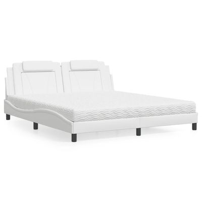 vidaXL Posteľ Viana s matracom biela 180x200 cm umelá koža
