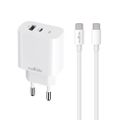 Maxlife MXTC-06-20AC PD QC charger 1x USB-C 1x USB 20W white + USB-C - USB-C cable 20W