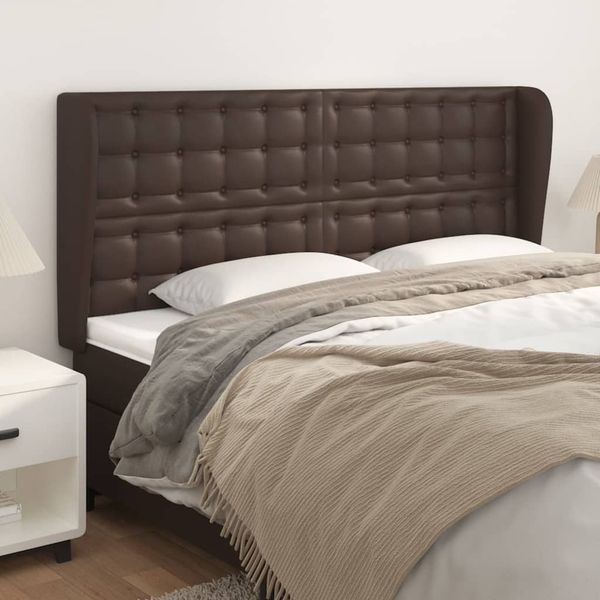 vidaXL Čelo postele so záhybmi hnedé 203x23x118/128 cm umelá koža