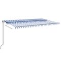 vidaXL Ručne zaťahovacia markíza s LED 500x350 cm modrá a biela