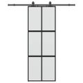 vidaXL Posuvné dvere s kovaním čierne 76x205 cm tvrdené sklo