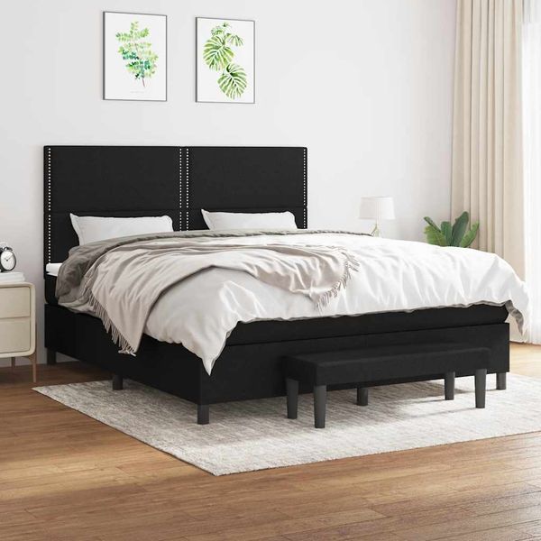 vidaXL Posteľný rám boxspring s matracom čierny 160x200 cm látka