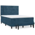 vidaXL Posteľný rám boxsping s matracom tmavomodrý 140x200 cm zamat