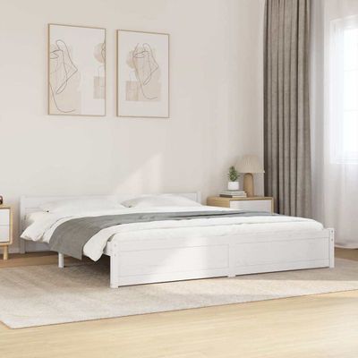 vidaXL Posteľný rám, biely, drevený masív 180x200 cm, Super King