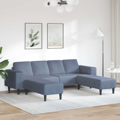 vidaXL Pohovka Modrá 250 x 188 x 76 cm Kordúrová tkanina