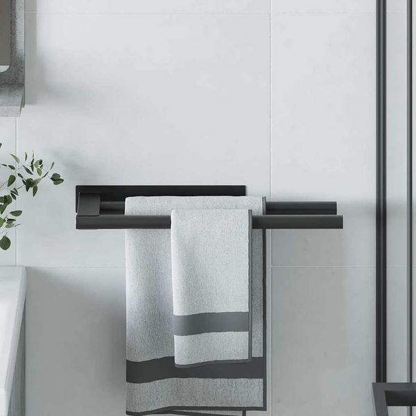 vidaXL Držiak na uteráky Čierna 40 x 9 x 4 cm Nehrdzavejúca oceľ