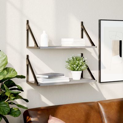 vidaXL Nástenné police 2 ks sivé sonoma 60x25x25,5 cm kompozitné drevo