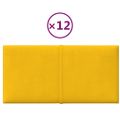 vidaXL Nástenné panely 12 ks žlté 30x15 cm zamat 0,54 m²