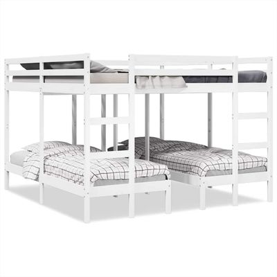 vidaXL Trojitá poschodová posteľ, biela 200x200/80x200 cm, borovica