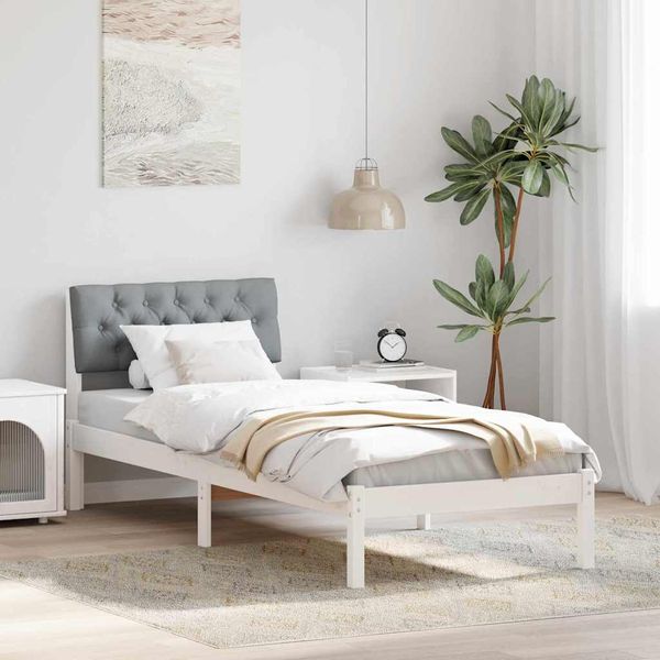 vidaXL Rám postele Biela a svetlosivá 80 x 200 cm Borovicový masív