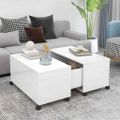 vidaXL Konferenčný stolík lesklý biely 75x75x38 cm drevotrieska