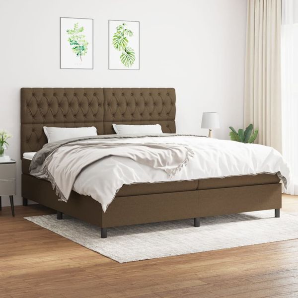 vidaXL Boxspring posteľ s matracom tmavohnedá 200x200 cm látka