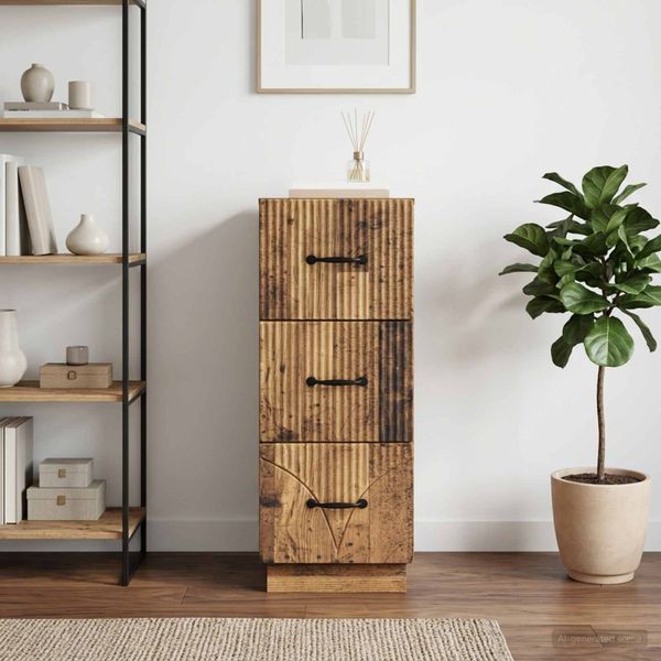 vidaXL Zásuvkový kabinet Staré drevo 33 x 34,5 x 87 cm