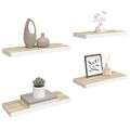 vidaXL Plávajúce nástenné police 4ks dubové a biele 60x23,5x3,8 cm MDF