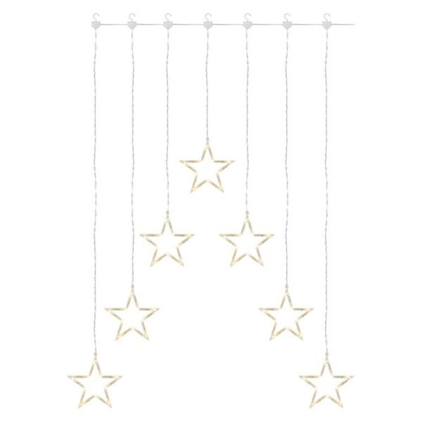 LED vianočný záves – 7 hviezd, 67x125 cm, vnútorný, teplá biela