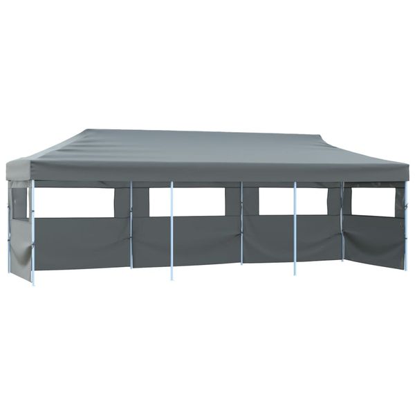 vidaXL Skladací párty stan s 5 bočnými stenami 870x291x315 cm antracitový