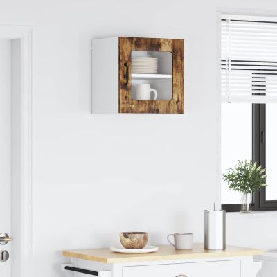 vidaXL Nástenný sklenený kabinet LUCCA Dymový dub 40 x 31 x 40 cm