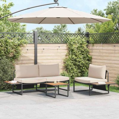 vidaXL Záhradný jedálenský set 3 pcs Sivohnedá Oceľ