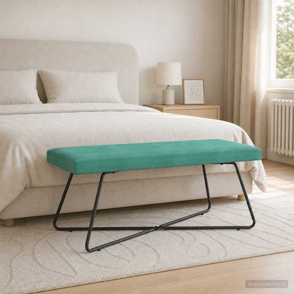 vidaXL lavička Jednofarebný Tyrkysová 110 x 40 x 45 cm Zamat