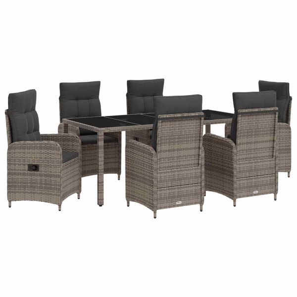 vidaXL Záhradná jedálenská súprava 7 pcs Svetlo šedá a tmavo šedá