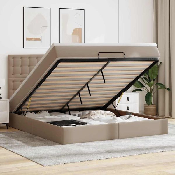 vidaXL Osmanský rám postele s matracom kapučínový 180x200cm umelá koža