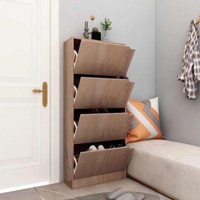 vidaXL Botník so 4 dvierkami dub sonoma 59x24x136 cm drevotrieska