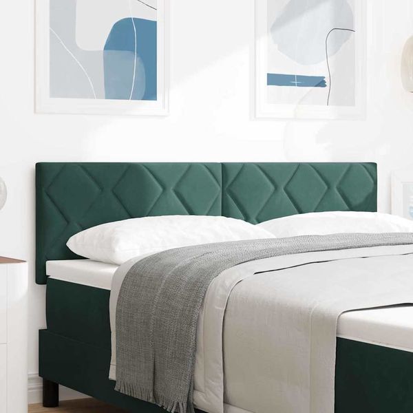 vidaXL LED hlavová doska Tmavozelená 160 cm Zamat
