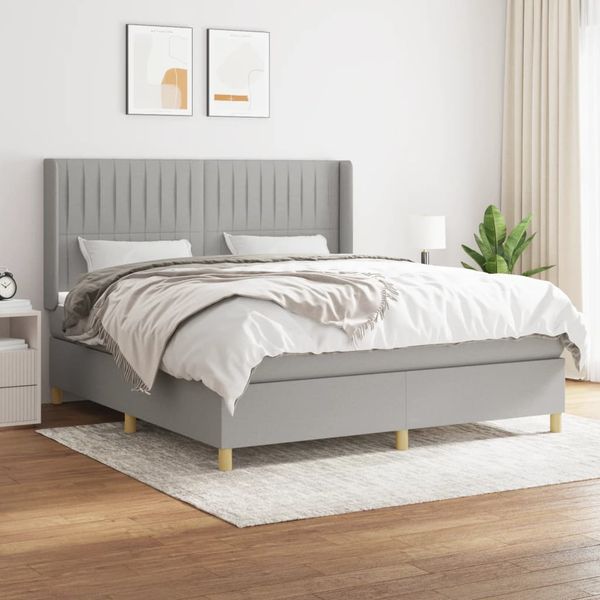 vidaXL Boxspring posteľ s matracom bledosivá 180x200 cm látka