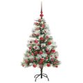 vidaXL Umelý vianočný stromček Zelená a biela 120 cm PVC, kov a plast