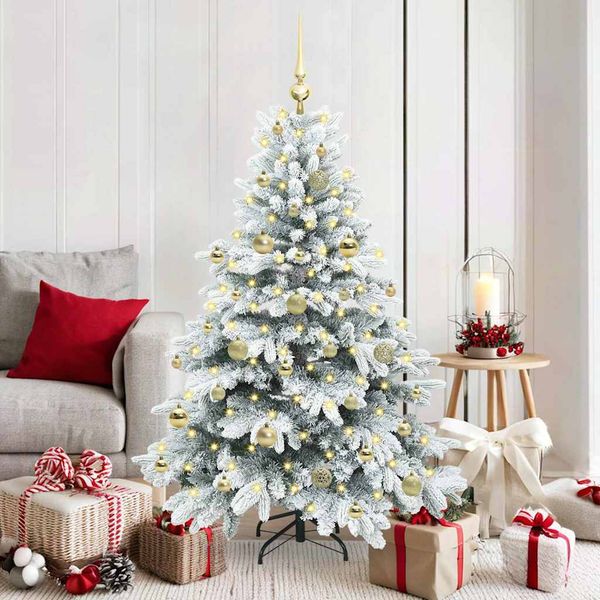 vidaXL Umelý vianočný stromček s 150 LED-i Biela 150 cm PE a PVC