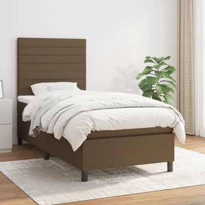 vidaXL Boxspring posteľ s matracom tmavohnedá 90x190 cm látka