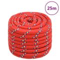 vidaXL Lodné lano červené 20 mm 25 m polypropylén
