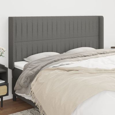 vidaXL Čelo postele so záhybmi tmavosivé 183x16x118/128 cm látka