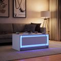 vidaXL Konferenčný stolík s LED, biely, kompozitné drevo