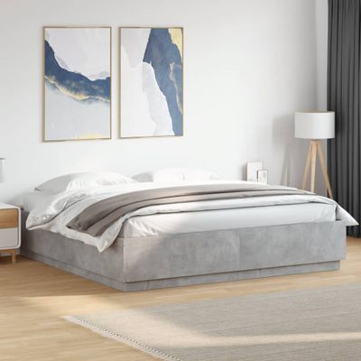 vidaXL Posteľný rám s LED svetlami betónový 180x200cm kompozit.drevo