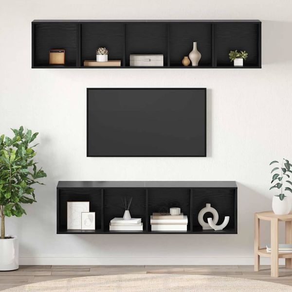vidaXL Zostava TV skriniek Nástenný 4 pcs Čierny dub Kompozitné drevo