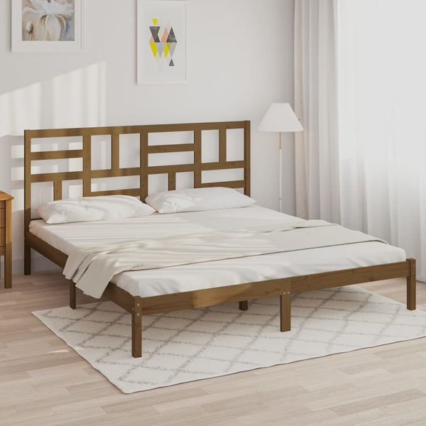 vidaXL Posteľný rám medovo-hnedý masívne drevo 200x200 cm