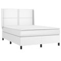 vidaXL Boxspring posteľ s matracom a LED biela 140x190 cm umelá koža