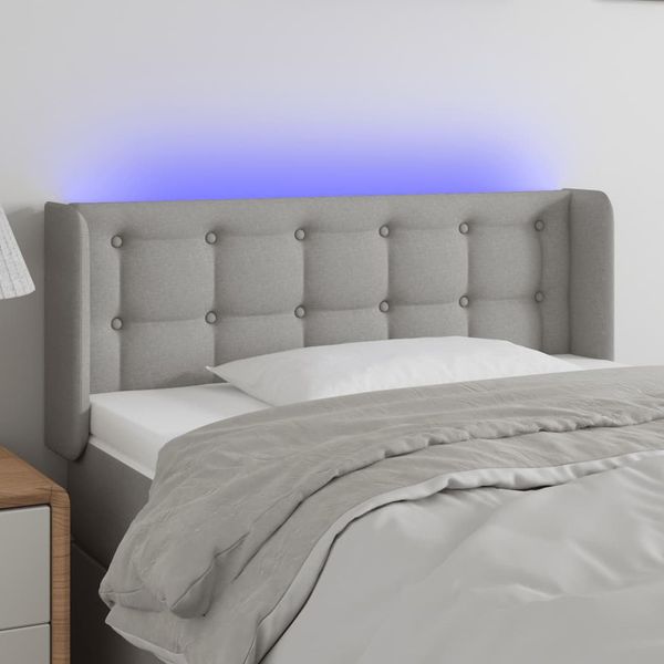 vidaXL Čelo postele s LED bledosivé 83x16x78/88 cm látka
