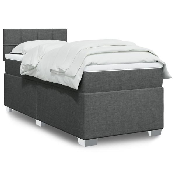 vidaXL Boxspring posteľ s matracom tmavosivá 90x200 cm látka