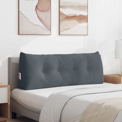 vidaXL Poduška na chrbát Tmavo šedá 120 x 24 x 50 cm Zamat