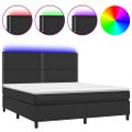 vidaXL Boxspring posteľ s matracom a LED čierna 180x200 cm umelá koža
