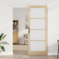 vidaXL Posuvné dvere 93 x 232 cm Masívne borovicové drevo a sklo